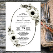 Invitation Elegant Rustic Black and White Floral Wedding