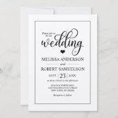 Invitation Élégant Rustic Black Kraft Mariage de script de pa (Devant)