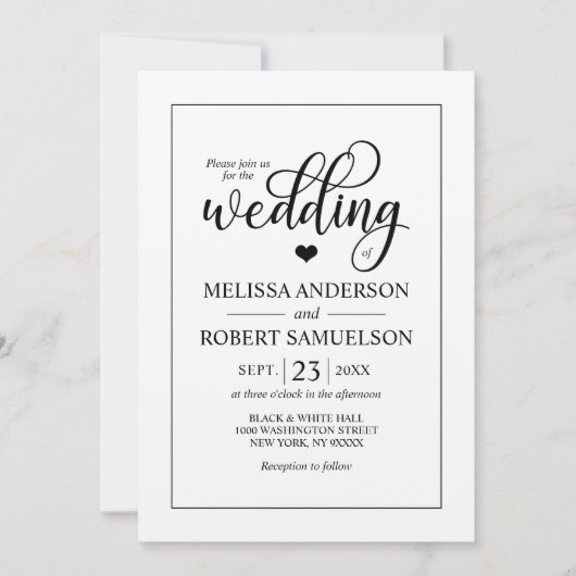 Invitation Élégant Rustic Black Kraft Mariage de script de pa (Devant)