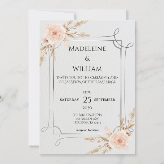Invitation Elégant Rustic Boho Fleur sauvage Mariage (Devant)
