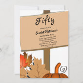 Invitation Elégant Rustic Citrouille Feuilles automne 50e ann (Devant)