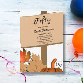 Invitation Elégant Rustic Citrouille Feuilles automne 50e ann