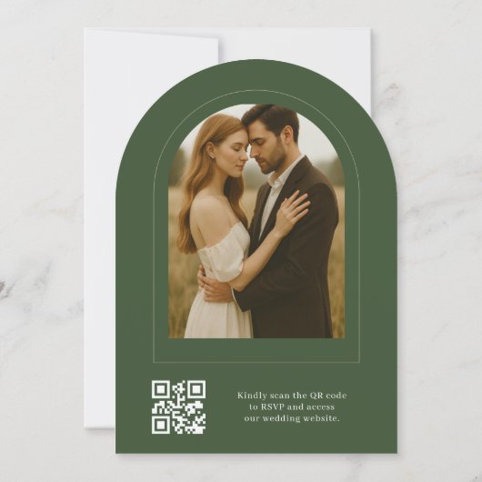 Invitation Elegant Rustic Eucalyptus QR Code Photo Wedding (Dos)