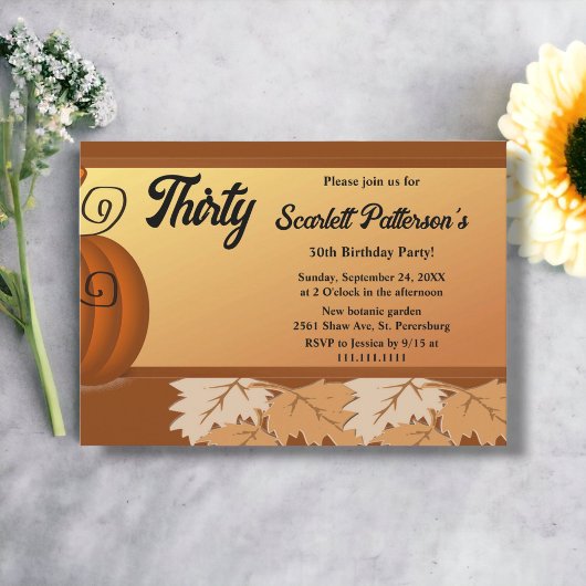 Invitation Elégant Rustic Fall Feuilles Automne 30ème Anniver
