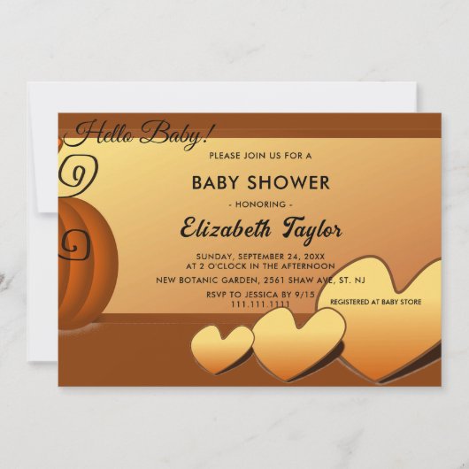 Invitation Elégant Rustic Fall Feuilles Citrouille Baby showe (Devant)
