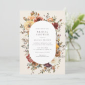 Invitation Elégant Rustic Fall Floral Fête des mariées Invita (Debout devant)