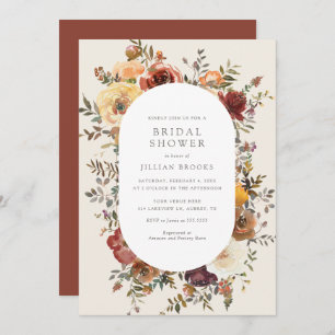 Invitation Elégant Rustic Fall Floral Fête des mariées Invita