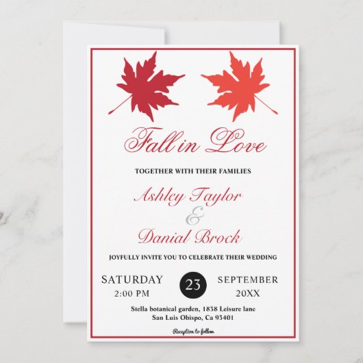 Invitation Elégant Rustic Fall quitte Boho Chic Mariage de au (Devant)