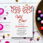 Invitation Elégant Rustic Fall Red Feuilles Boho 1er annivers