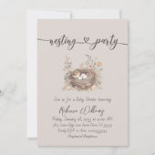 Invitation Elegant Rustic Floral Baby Shower Nesting Party (Devant)