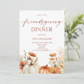 Invitation Elegant Rustic Floral Pumpkin Friendsgiving Dinner (Debout devant)
