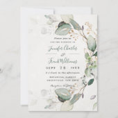 Invitation Elégant Rustic Gold Greenery Eucalyptus Mariage (Devant)