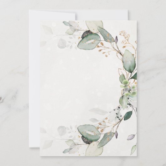Invitation Elégant Rustic Gold Greenery Eucalyptus Mariage (Dos)