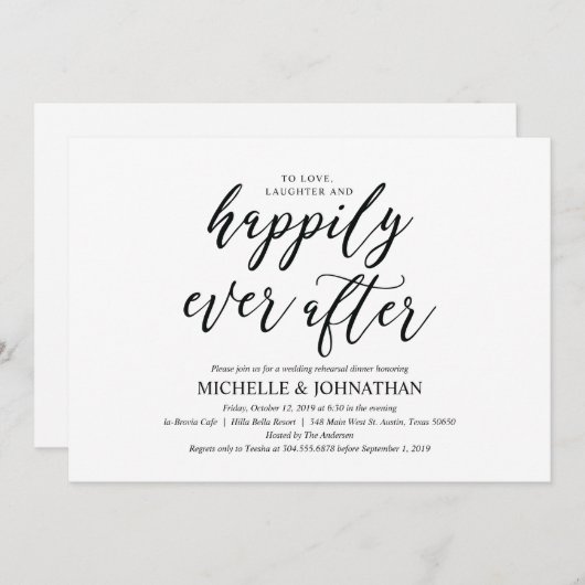 Invitation Élégant Rustic Mariage Dîner de répétition Invitat (Devant / Derrière)