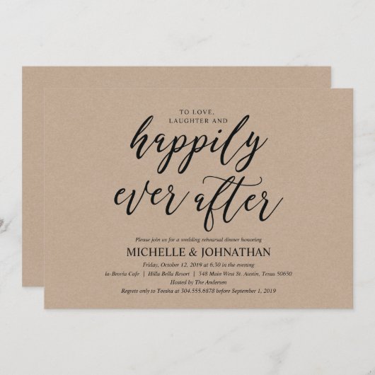 Invitation Élégant Rustic Mariage Dîner de répétition Invitat (Devant / Derrière)