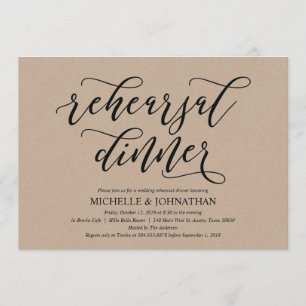 Invitation Élégant Rustic Mariage Dîner de répétition Invitat