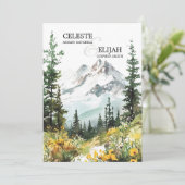 Invitation Élégant Rustic Mountain Scene Fleur sauvage MARIAG (Debout devant)