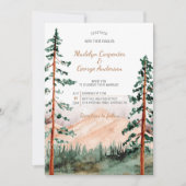 Invitation Elégant Rustic Mountains Arbres Paysage Mariage (Devant)