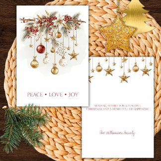Invitation Elegant Rustic Pine Branch with Ornaments