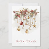 Invitation Elegant Rustic Pine Branch with Ornaments (Devant)