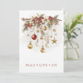Invitation Elegant Rustic Pine Branch with Ornaments (Debout devant)