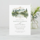 Invitation Elégant Rustic Pine Mountain QR Code Mariage photo (Debout devant)