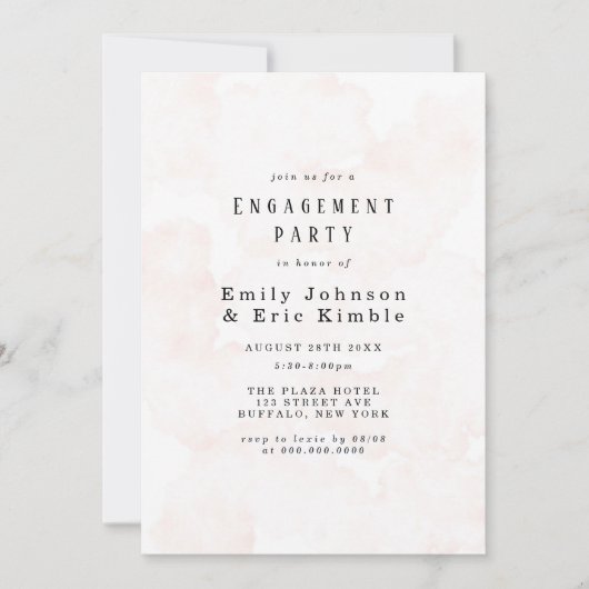 Invitation Elégant Rustic Rose Watercolor (Devant)