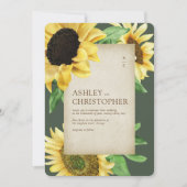 Invitation Elégant Rustic Sunflower Moss Mariage photo vert (Devant)