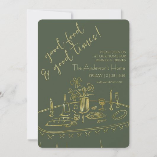 Invitation Elegant Rustic Thanksgiving Dinner (Devant)