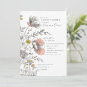 Invitation Elegant Rustic Wildflower Baby Shower  (Debout devant)