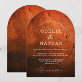 Invitation Elegant Rustic Wood Grain Texture Arched Wedding (Devant / Derrière)