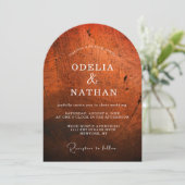 Invitation Elegant Rustic Wood Grain Texture Arched Wedding (Debout devant)