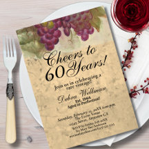 Elégant Rustique 60e Anniversaire Pays du vin Thèm