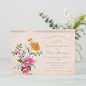 Invitation Elégant Rustique antique Gold Floral 60e anniversa (Debout devant)