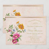 Invitation Elégant Rustique antique Gold Floral 60e anniversa (Devant / Derrière)