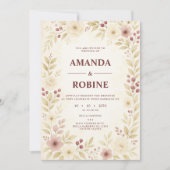 Invitation Elégant Rustique Aquarelle Floral Mariage Invitati (Devant)