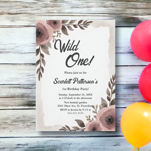Invitation Elégant Rustique Aquarelle Floral Wild Un annivers