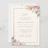 Invitation Elégant rustique aquarelle hiver verdure Mariage (Devant)