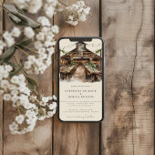 Invitation Elégant rustique aquarelle Pays Mariage de grange