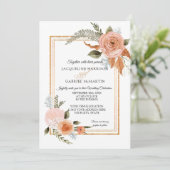 Invitation Élégant Rustique Automne Floral Mariage or cuivre (Debout devant)