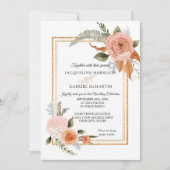 Invitation Élégant Rustique Automne Floral Terracotta Mariage (Devant)