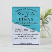 Invitation Élégant Rustique Bleu Et Gris Mariage Abstrait (Debout devant)