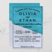 Invitation Élégant Rustique Bleu Et Gris Mariage Abstrait (Devant / Derrière)