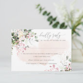 Invitation Elégant Rustique Blush Eucalyptus Rose, Repas RSVP (Debout devant)