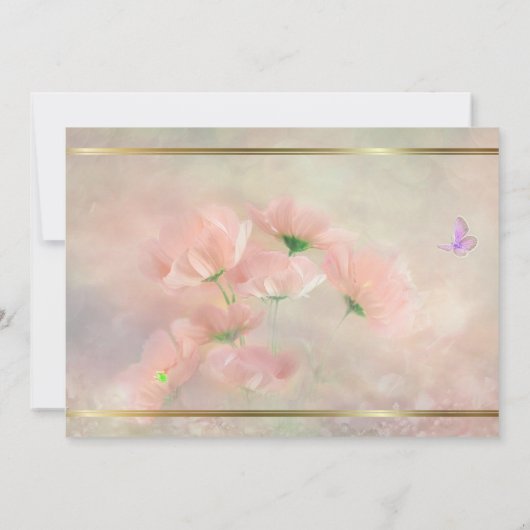 Invitation Élégant Rustique Blush rose Mariage papillon flora (Dos)