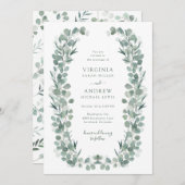 Invitation Elégant Rustique Botanique Eucalyptus Mariage (Devant / Derrière)