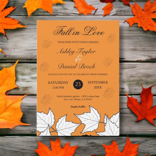 Invitation Élégant Rustique Burning Orange Mariage de automne