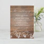 Invitation Élégant rustique Calligraphie Mariage bois (Debout devant)