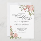 Invitation Élégant Rustique Chic Blush Rose Rose Floral Maria (Devant)
