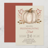 Invitation Élégant Rustique Citrouille Friendsgiving Dîner de (Devant / Derrière)